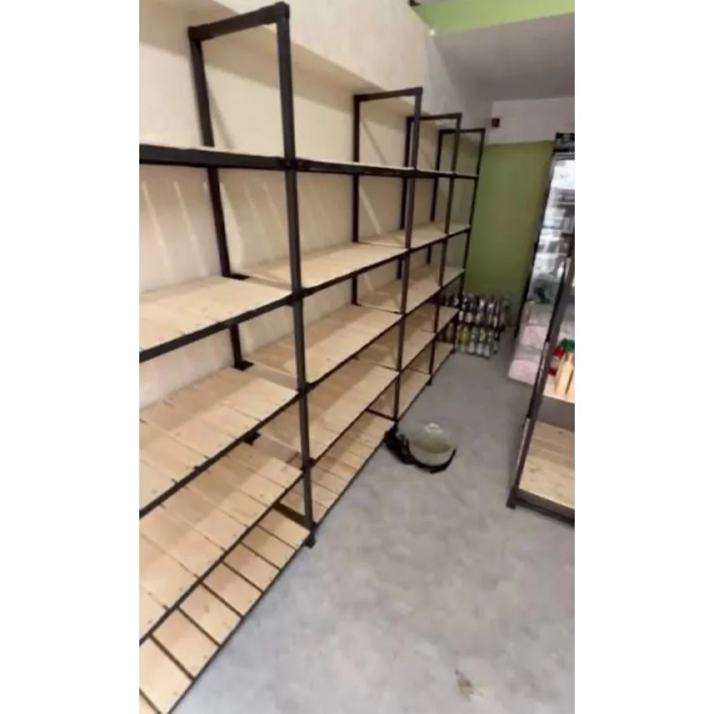 img 1 قفسه چوب و فلز فروشگاهی